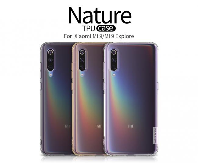 Dėklas Xiaomi Mi 9 / Mi 9 Explore, galinis iš silikono, permatomas juodas, NILLKIN NATURE 0,6 mm