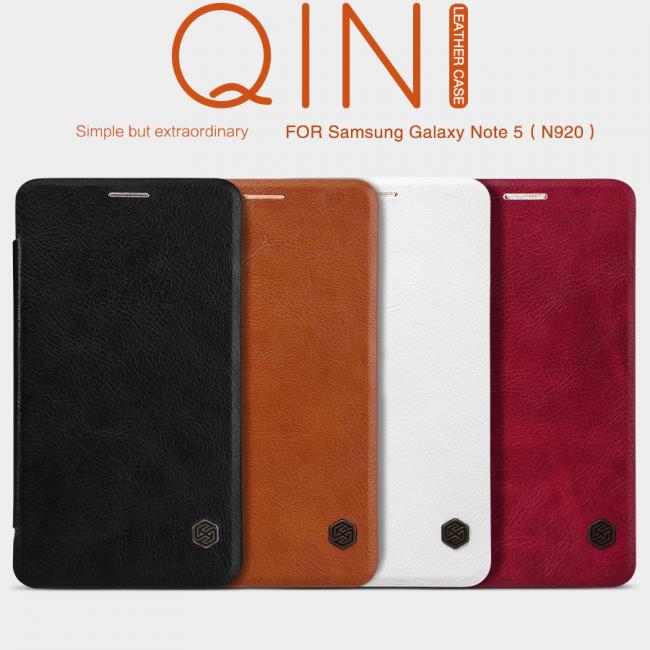 Dėklas Samsung Galaxy Note5 N920, atverčiamas į šoną, raudonas, QIN