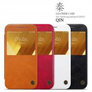 Dėklas Samsung A7 2017, A720F, atverčiamas į šoną, rudas, QIN