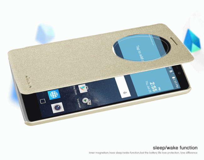 Dėklas LG G4 Stylus, atverčiamas į šoną, auksinis, SPARKLE