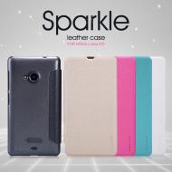 Dėklas Nokia 535, Microsoft Lumia 535, atverčiamas į šoną, auksinis, SPARKLE