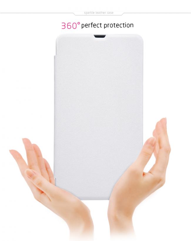 Dėklas Nokia 535, Microsoft Lumia 535, atverčiamas į šoną, baltas, SPARKLE