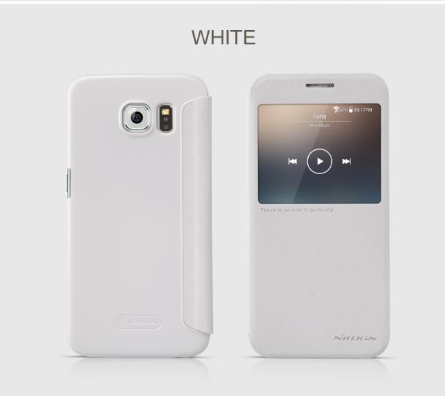 Dėklas Samsung G920, S6, atverčiamas į šoną, baltas, SPARKLE