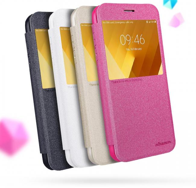 Dėklas Samsung A7 2017, A720F, atverčiamas į šoną, juodas, SPARKLE