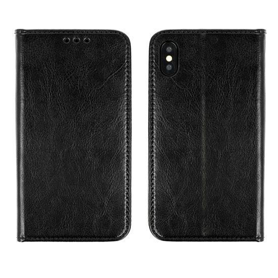 Atverčiami į šoną, BOOK SPECIAL, Nokia 7 Plus, Natūralios odos su guminiu remeliu ir magnetu, juodas