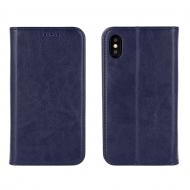 Atverčiami į šoną, BOOK SPECIAL, Huawei Y9 2019, Natūralios odos su guminiu remeliu ir magnetu, melynas