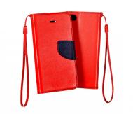 Atverčiami į šoną, TELONE DIARY, Su guminiu remeliu Samsung A8 Plus 2018, Raudonas, Mėlynas