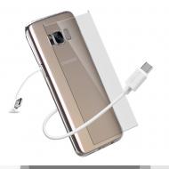 DUX DUCIS dėklai, 3in1 komplektas, Samsung S7 G930, 0.3mm skaidrus deklas, USB kabelis 50cm, Grudintas stiklas H9, 2.5D