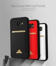 DUX DUCIS dėklai, Post Card nugarelės, Samsung A7 2017, su kišenė kreditinėms kortelėms, juodas