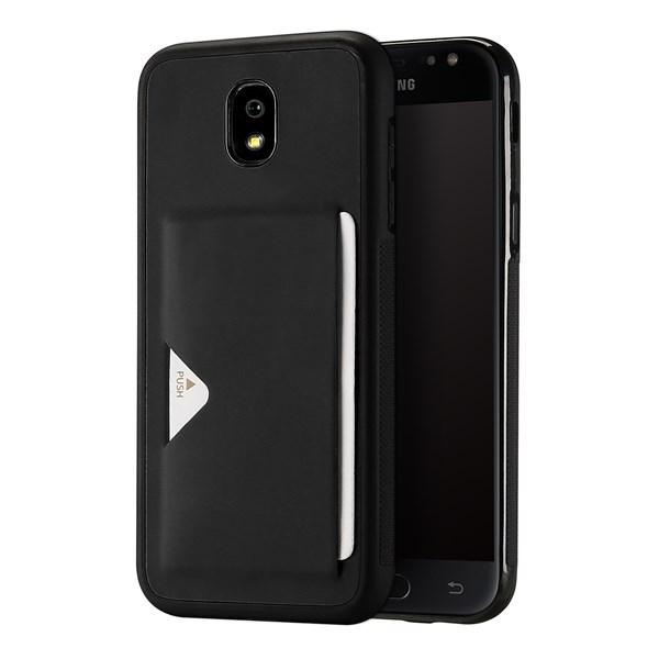 DUX DUCIS dėklai, Post Card nugarelės, Samsung J5 2017, su kišenė kreditinėms kortelėms, juodas