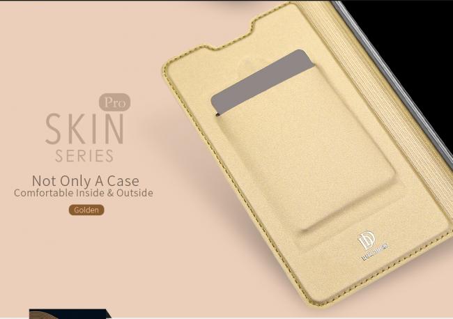 Dėklas Huawei Mate 10, atverčiamas į šoną, auksinis, DUX DUCIS SKIN PRO