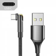 Kabelis USB - Type-C, 2 m, 3 A, sukasi 180 laipsnių kampu, juodas, sustiprintas nailonu, ESSAGER UNIVERSAL
