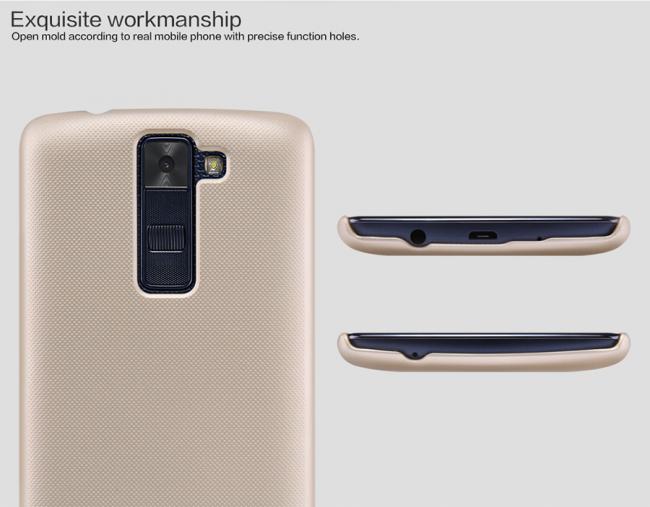 Dėklas LG K8, galinis iš silikono, auksinis, su apsaugine plėvele, NILLKIN FROSTED