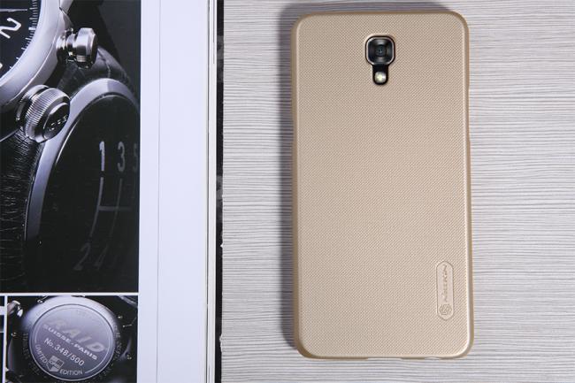 Dėklas LG X Screen, galinis iš silikono, auksinis, su apsaugine plėvele, NILLKIN FROSTED