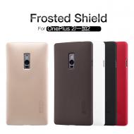 Dėklas OnePlus 2, galinis iš silikono, auksinis, su apsaugine plėvele, NILLKIN FROSTED