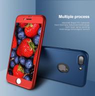 Dėklas Apple iPhone 7 Plus / 8 Plus, priekis ir galas, plastikinis, su apsauginiu stikliuku, raudonas, IPAKY