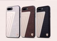 Dėklas Iphone 7, baltas, galinis iš aliuminio ir odos, HYBRID