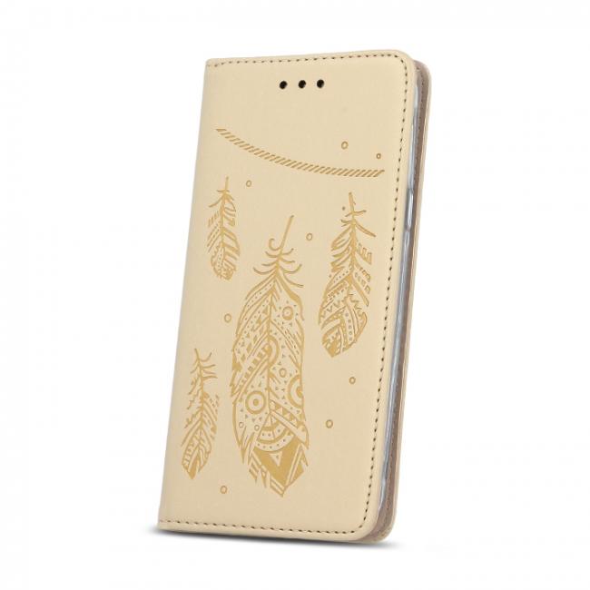 Atverčiami į šoną, SMART STAMP, Plume su guminiu remeliu, magnetu Iphone 7, auksinis