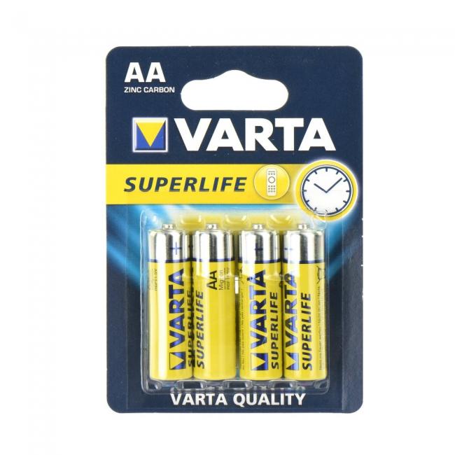 Elementas AA, 4vnt komplektas, cinko-anglies elementas (ZN/CA), VARTA SUPERLIFE