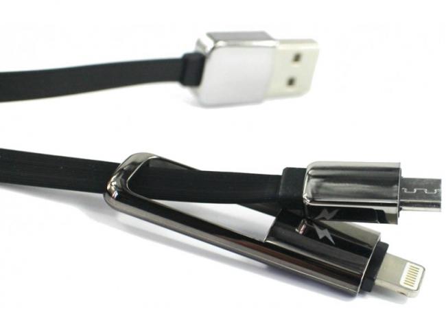 Kabeliai/Adapteriai, Lightning/micro USB 2in1, REMAX USB kabelis 2in1, KingKong, Data line, micro USB, Iphone 5, 6, 7, 100 cm, juodas