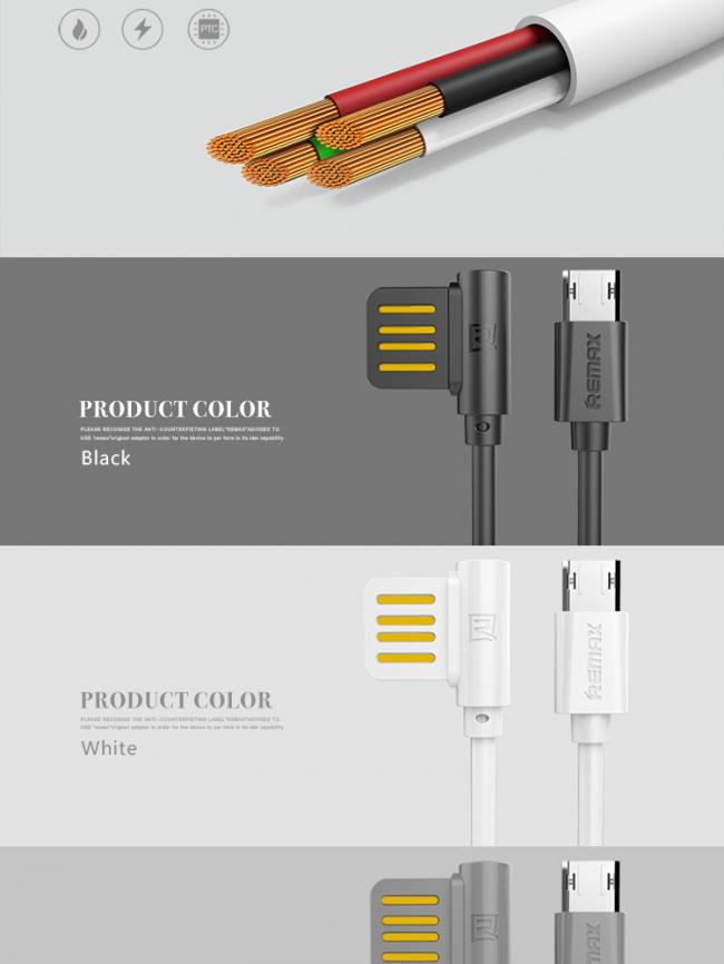 Kabeliai/Adapteriai, micro USB, REMAX USB kabelis micro USB, 100cm, RAYEN, baltas