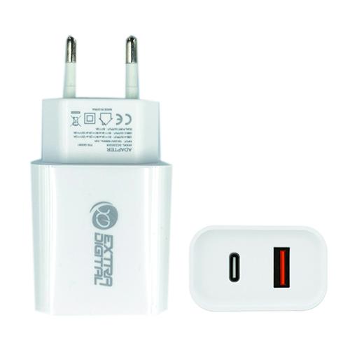 Buitinis kroviklis USB x 1, Type-C x 1, 5 V - 3000 mA, 9 V - 2000 mA, 12 v - 1500 mA, EXTRA DIGITAL SC230204