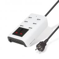 Buitinis kroviklis USB su UK / US / EU AC rozete + USBx6, 4.8A, 24W, baltas, FOREVER