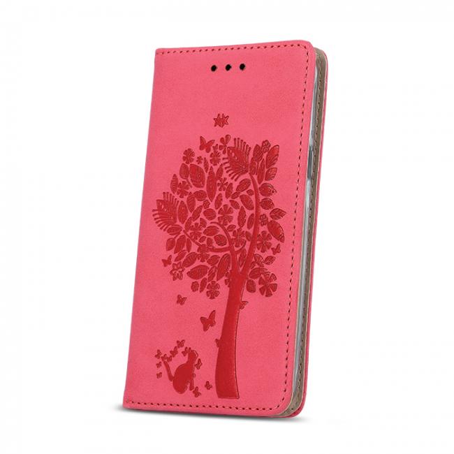 Atverčiami į šoną, SMART STAMP, Tree su guminiu remeliu, magnetu Iphone 6, rožinis