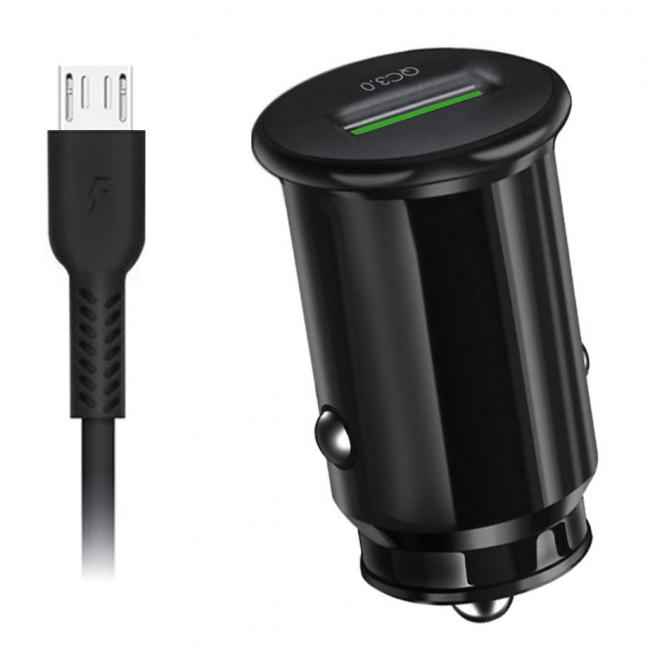 Automobilinis kroviklis 12-24 V USB, 3 A, su Micro USB kabeliu, juodas, EXTREME AMPERE