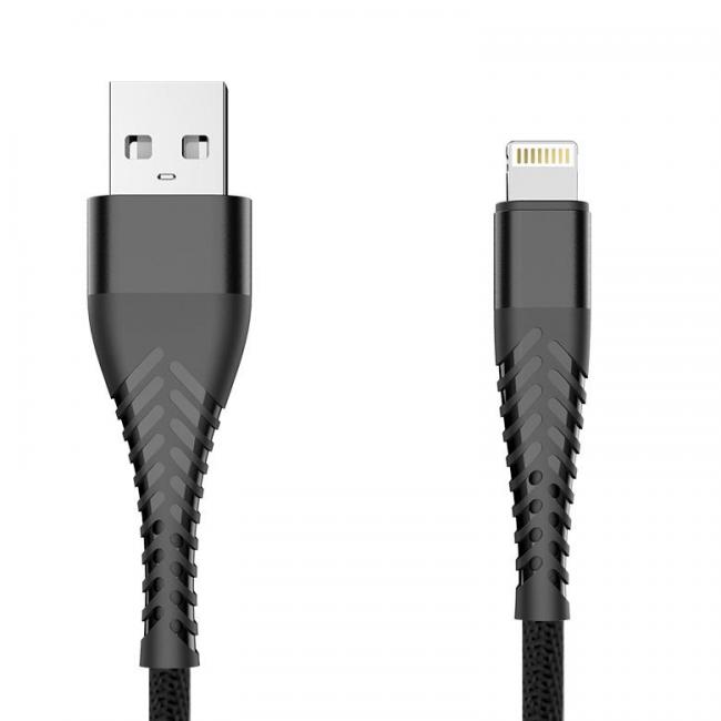 Kabelis USB - Apple Lightning, 3 m, juodas, sustiprintas nailonu, EXTREME SPIDER