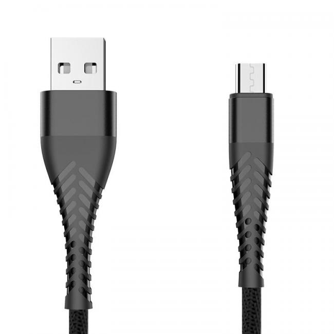 Kabelis USB - Micro USB, 3 m, sustiprintas nailonu, juodas, EXTREME SPIDER