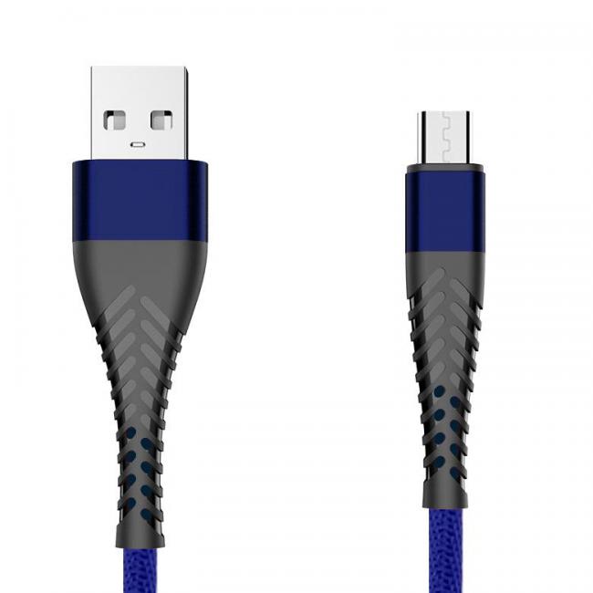 Kabelis USB - Micro USB, 1 m, sustiprintas nailonu, mėlynas, EXTREME SPIDER