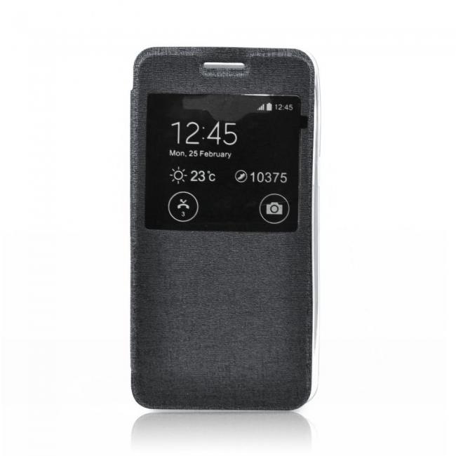 Atverčiamas dėklas Flexi S-View, Samsung G928 Galaxy S6 Edge Plus, juodas