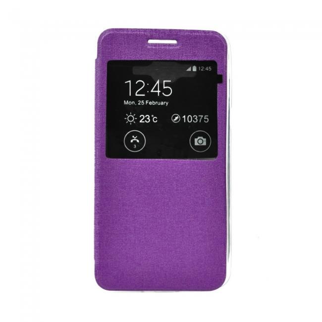 Atverčiamas dėklas Flexi S-View, Samsung G925 Galaxy S6 Edge, violetinis