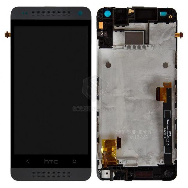 Ekranas su lietimui jautriu stikliuku HTC One Mini (M4) su rėmeliu juodas originalus (service pack)