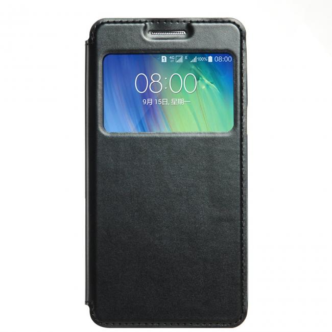 Dėklas Samsung A700 Galaxy A7, atverčiamas į šoną su langeliu, juodas, KALAIDENG SUN