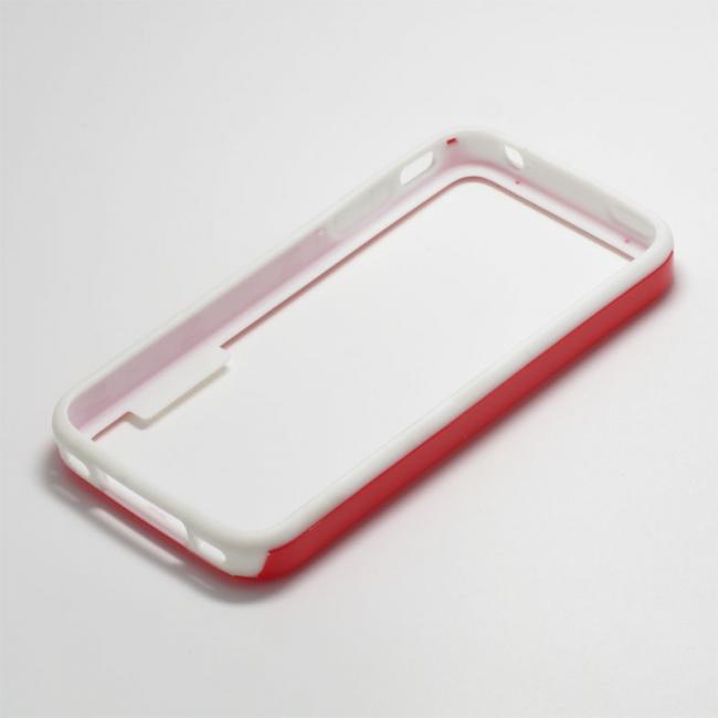 Dėklas Apple iPhone 4 / 4S, bamperis, baltas su raudona, NEW BUMPER