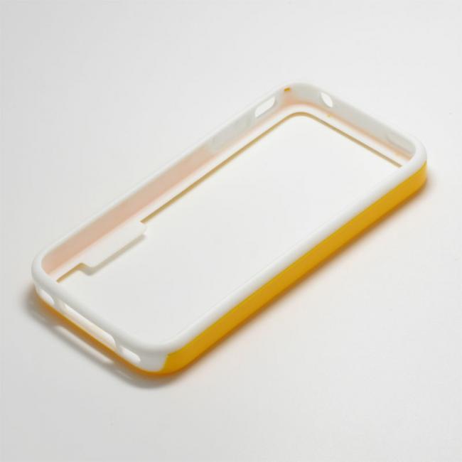Dėklas Apple iPhone 4 / 4S, bamperis, baltas su geltona, NEW BUMPER
