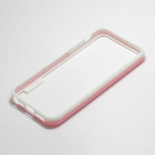 Dėklas Apple iPhone 5 / 5S, bamperis, baltas su rožine, NEW BUMPER