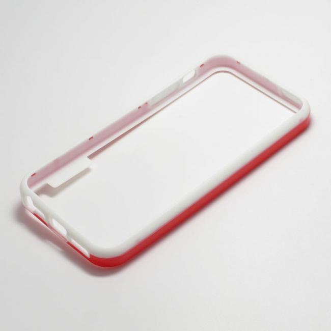 Dėklas Apple iPhone 5 / 5S, bamperis, baltas su raudona, NEW BUMPER