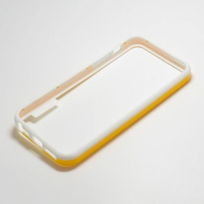 Dėklas Apple iPhone 5 / 5S, bamperis, baltas su geltona, NEW BUMPER