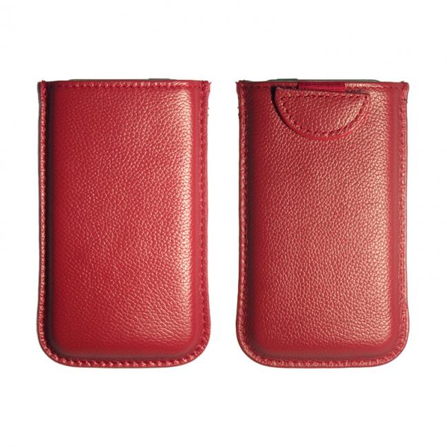 Universalus dėklas iš natūralios odos COYO Pull Up Leather, dydis: XL (Sam i9100), raudonos spalvos