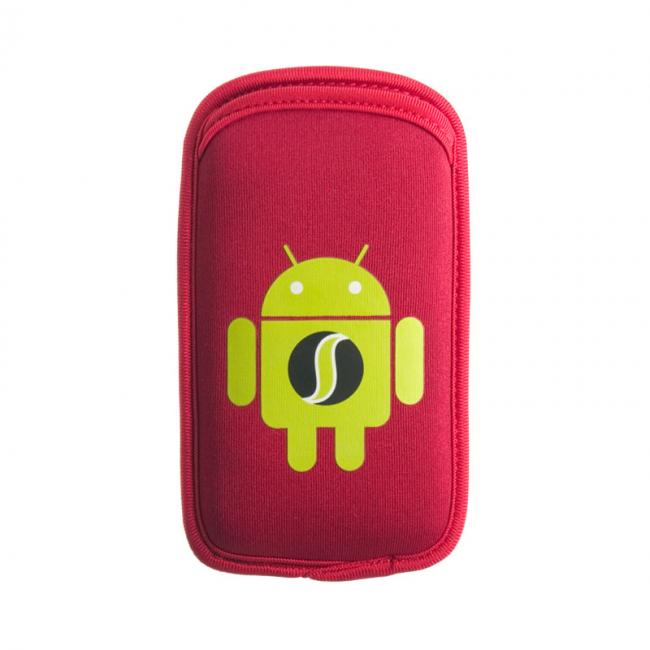 Universalus dėklas iš tekstilės Slim Android, dydis: M (iPhone 4S), raudonos spalvos