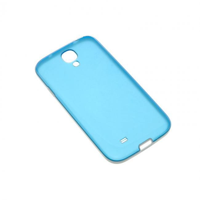Dėklas Samsung I9500 / I9505 Galaxy S4, galinis iš plastiko, permatomas mėlynas su balta, SNAP ON PREMIUM
