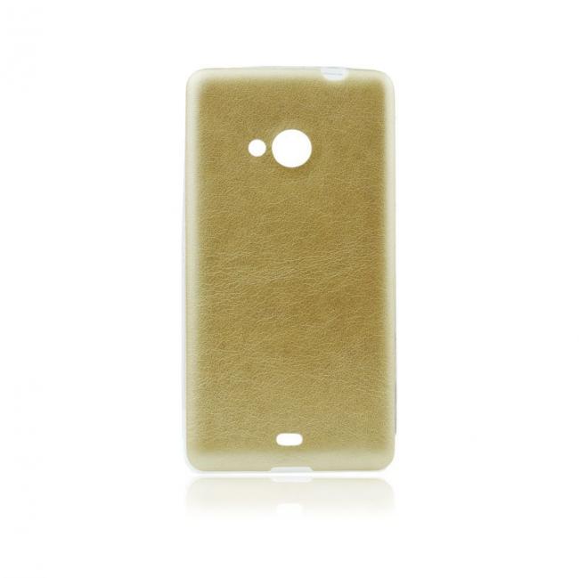 Dėklas Microsoft Lumia 640, galinis iš silikono, auksinis, ULTRA SLIM LEATHER